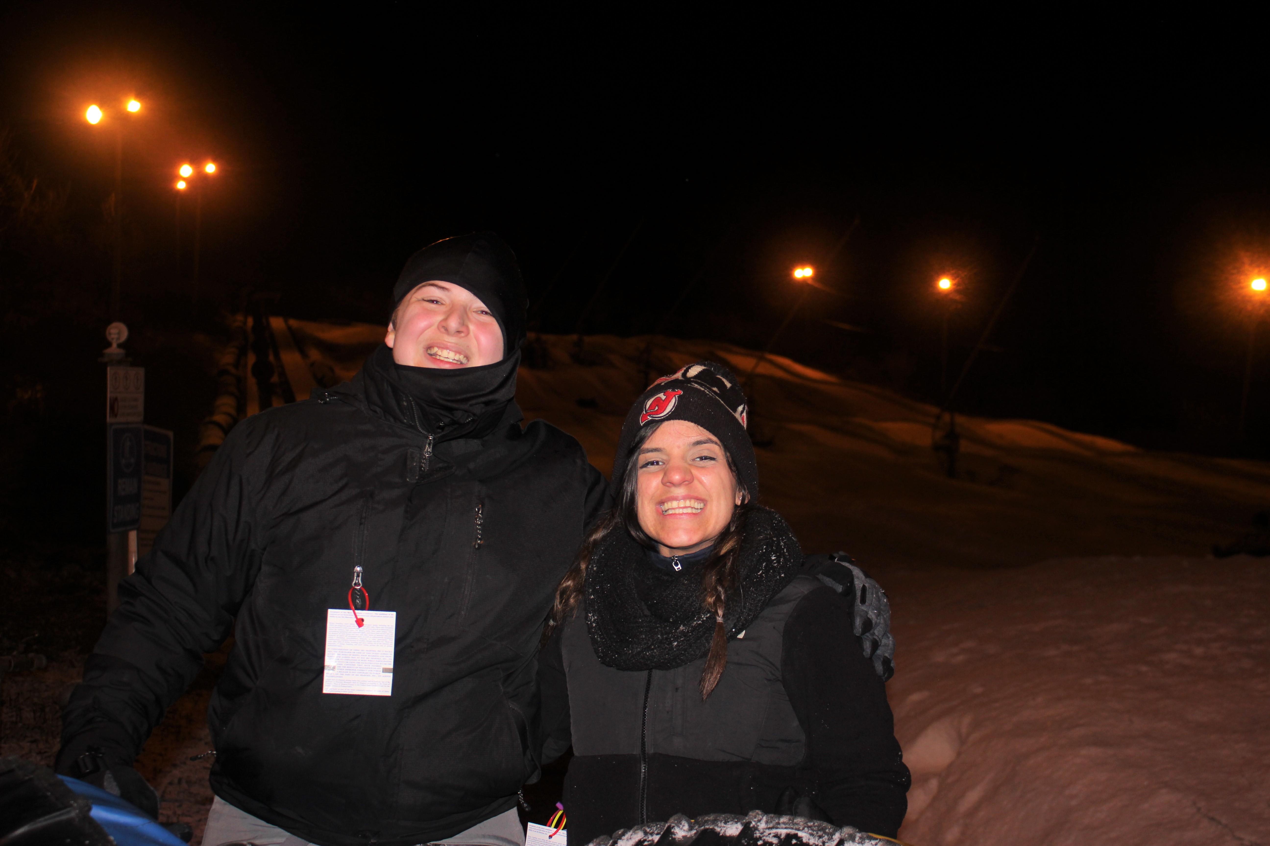 Student and teacher on snow tubing trip
