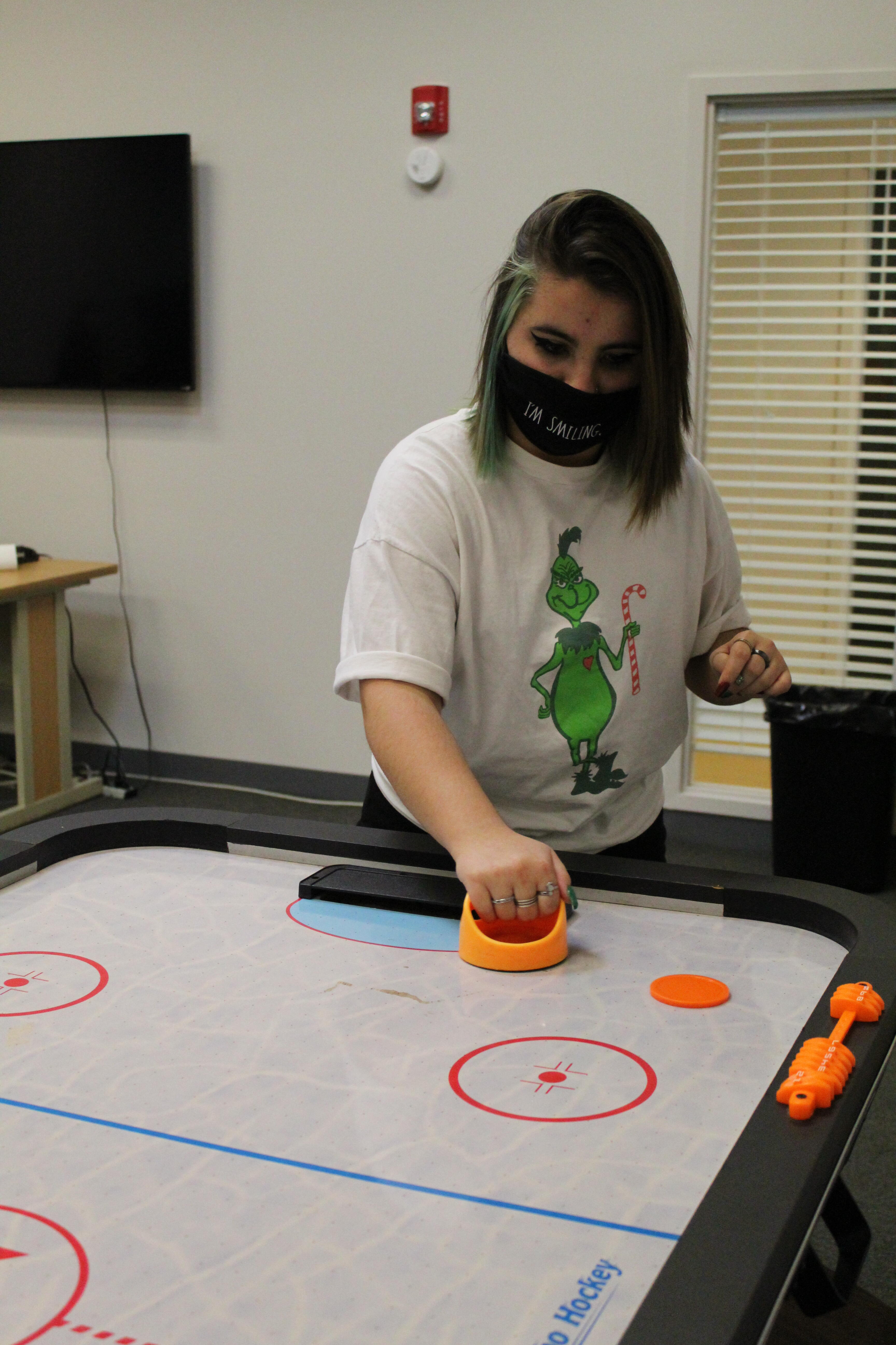 student playing a game
