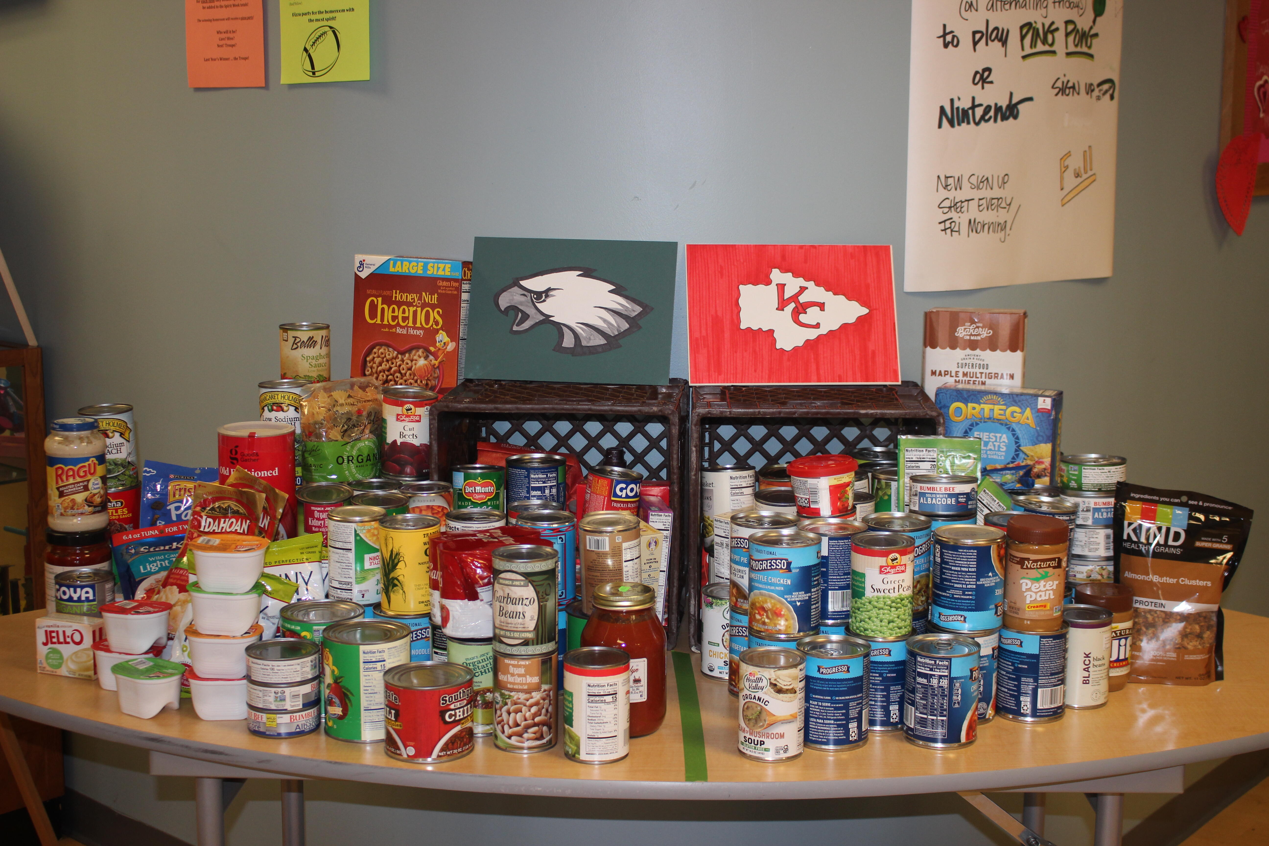 canned goods collected during food drive