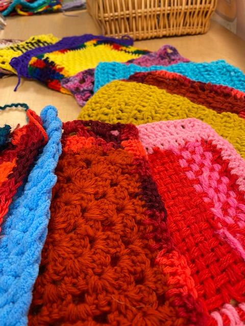 knitted squares close up